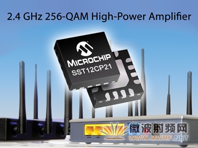 Microchip推出全新2.4 GHz 256-QAM射频高功率放大器