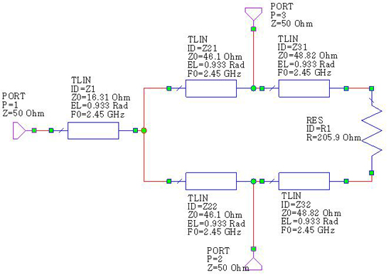 适用于ISM带电路参数的功率分配器结构