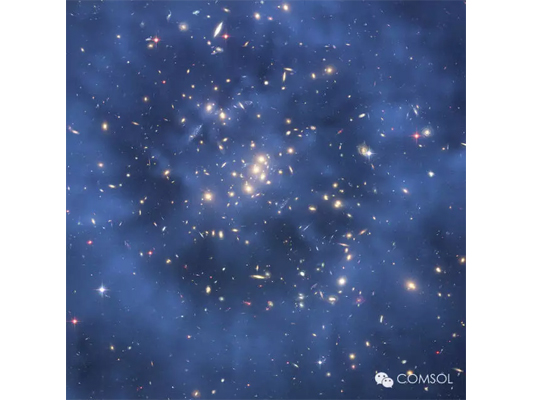 星系团的引力透镜，暗示了暗物质的存在