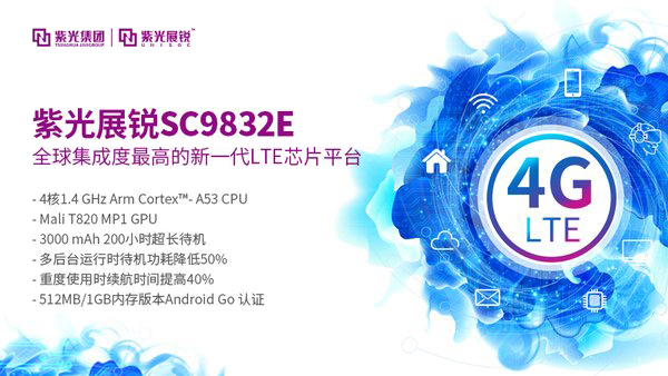 紫光展锐推出全球集成度最高的新一代LTE芯片平台--SC9832E