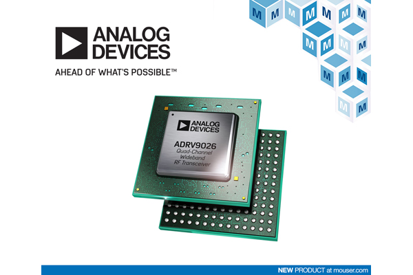 贸泽电子开售面向蜂窝基础设施应用的Analog Devices ADRV9026四通道宽带RF收发器