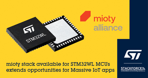 意法半导体加入mioty®联盟，拓展大规模物联网(Massive IoT) 应用机会